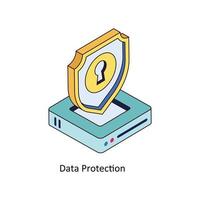 Les données protection vecteur isométrique Icônes. Facile Stock illustration