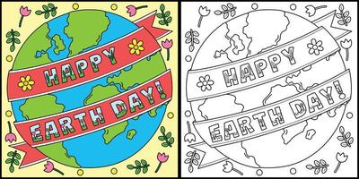 joyeux jour de la terre coloriage illustration colorée vecteur