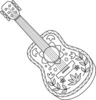 coloriage de guitare isolé pour les enfants vecteur