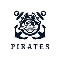 crâne pirates logo avec rétro style monochrome conception. vecteur