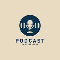 supporter microphone Podcast ancien logo icône vecteur illustration conception