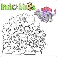 dessin animé robot dinosaure coloration livre vecteur