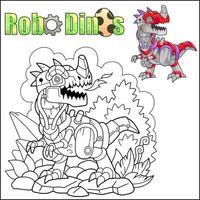 dessin animé robot dinosaure coloration livre vecteur