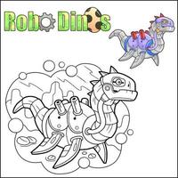 dessin animé robot dinosaure coloration livre vecteur