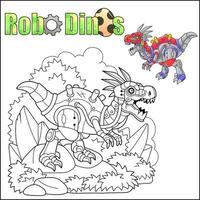 dessin animé robot dinosaure coloration livre vecteur