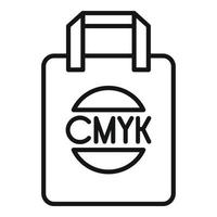 cmyk impression sur sac icône contour vecteur. numérique presse vecteur
