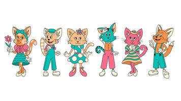 chats sensationnel dessin animé personnages ensemble vecteur