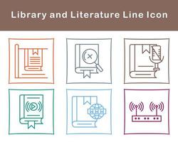 bibliothèque et Littérature vecteur icône ensemble