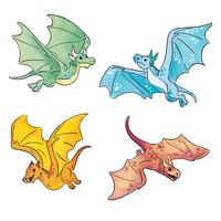Collection de dragons mignons vecteur