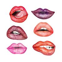 Collection de lèvres réalistes vecteur