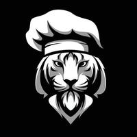 tigre chef mascotte logo conception vecteur