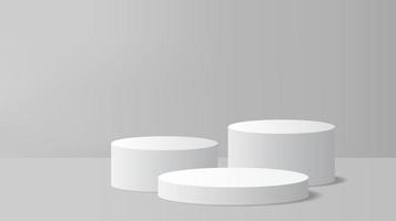 abstrait gris afficher Contexte avec 3d rendre cylindre piédestal podium. gris minimal mur scène pour produit afficher présentation. géométrique étape Plate-forme vecteur