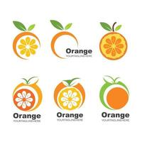 Orange fruit icône vecteur logo illustration