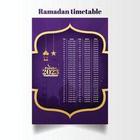 Ramadan 2023 modifiable programme ou calendrier modèle vecteur