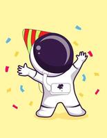 astronaute anniversaire icône concept isolé prime vecteur. plat dessin animé style vecteur