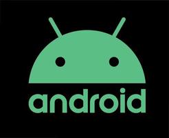 Android icône logo symbole avec Nom vert conception en fonctionnement système vecteur illustration avec noir Contexte