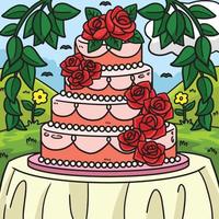 mariage gâteau coloré dessin animé illustration vecteur