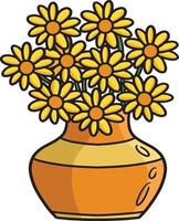 fleur vase dessin animé coloré clipart illustration vecteur