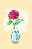 beau vase d'illustration de dessin animé rose vecteur
