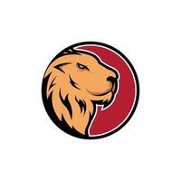 une Lion tête logo avec une rouge cercle dans le centre vecteur