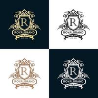 héraldique luxe Royal lettre r logo. vecteur