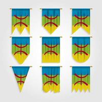 berbère drapeau dans différent formes, drapeau de amazigh dans divers formes vecteur
