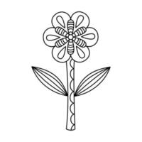 contour fleuri fleur Facile style vecteur illustration. linéaire géomentrique fleur isolé sur blanc Contexte