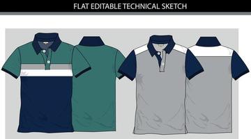 polo chemise conception vecteur Stock illustration Couleur bloquer plat modifiable technique esquisser vecteur déposer.