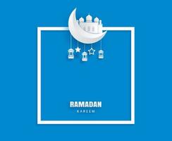 Ramadan kareem salutation carte avec frontière pour texte Contexte. eid mubarak papier art bannière illustration conception. vecteur