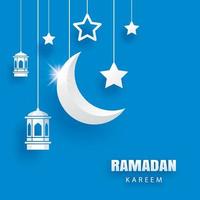 Ramadan kareem salutation carte Contexte. eid mubarak papier art bannière illustration conception. vecteur