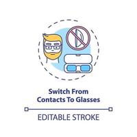 passer des contacts à l'icône de concept de lunettes vecteur