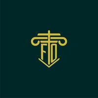 fo initiale monogramme logo conception pour loi raffermir avec pilier vecteur image