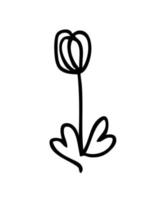 un continu ligne stylisé tulipe fleur dessin. parfait pour tee, autocollants, cartes. vecteur