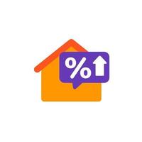 icône de vecteur croissant de taux hypothécaire avec maison