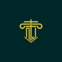 New Jersey initiale monogramme logo conception pour loi raffermir avec pilier vecteur image