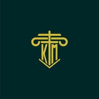 km initiale monogramme logo conception pour loi raffermir avec pilier vecteur image