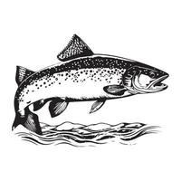 Saumon basse poisson icône isolé sur blanc Contexte. logo conception élément, étiqueter, emblème, marquer, marque marque vecteur illustration