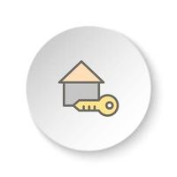 rond bouton pour la toile icône, maison, clé. bouton bannière rond, badge interface pour application illustration sur blanc Contexte vecteur