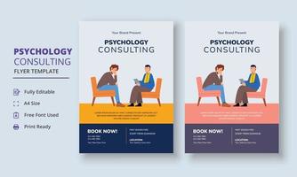 psychologie conseils prospectus, psychologie thérapie prospectus, mental santé conscience prospectus modèle vecteur