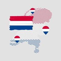 drapeau des Pays-Bas avec emplacement sur la carte vecteur