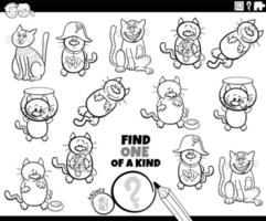 un de une gentil Jeu avec dessin animé chats coloration page vecteur