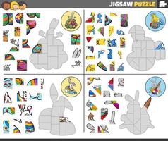 scie sauteuse puzzle Jeux ensemble avec marrant Pâques lapins vecteur