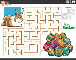 Labyrinthe avec dessin animé Pâques lapin et Pâques des œufs vecteur