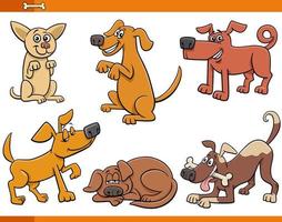 dessin animé chiens et chiots jeu de personnages d'animaux comiques vecteur