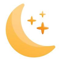 vecteur Facile isolé illustration. Jaune croissant icône avec étoiles. le lune comme un élément de les enfants conception sur le thème de sommeil et le nuit ciel.