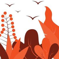 vecteur illustration dans plat linéaire style - l'automne Contexte - paysage illustration avec végétaux, des arbres et copie espace pour texte - pour l'automne bannières.