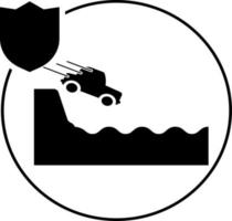 voiture, assurance, tomber vers le bas icône illustration isolé vecteur signe symbole - Assurance icône vecteur noir - vecteur sur blanc Contexte