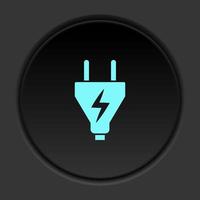 rond bouton icône électrique brancher. bouton bannière rond badge interface pour application illustration sur foncé Contexte vecteur