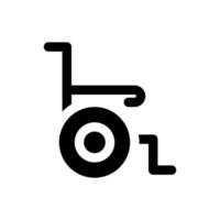 fauteuil roulant noir glyphe ui icône. médical équipement. invalidité et blessure. utilisateur interface conception. silhouette symbole sur blanc espace. solide pictogramme pour la toile, mobile. isolé vecteur illustration