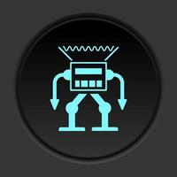 foncé bouton icône robot technologie. bouton bannière rond badge interface pour application illustration sur assombrir Contexte vecteur